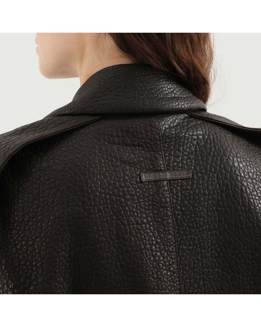 1989 STUDIO Black Press-Stud Leather Jacket for men