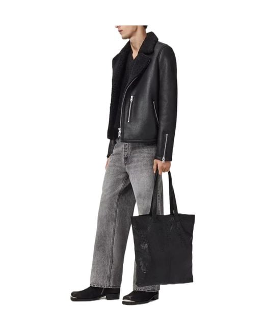 AllSaints Black Correz Zip-Fastening Jacket for men