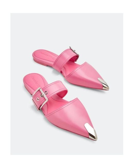 McQueen Pink Punk Flat Mules