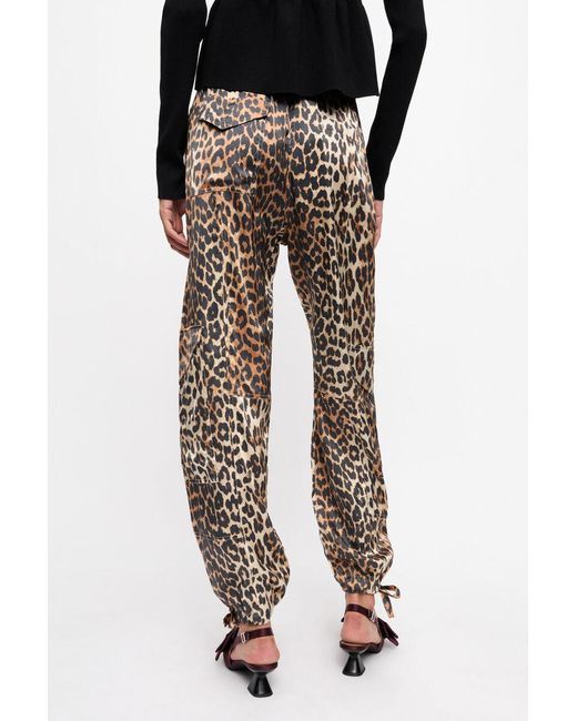 Ganni White Leopard Printed Drawstring Trousers