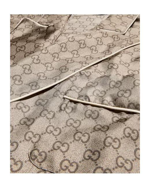 Gucci Brown Printed Silk Twill Shirt