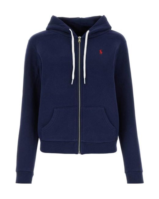 Polo Ralph Lauren Blue Logo Embroidered Zipped Hoodie