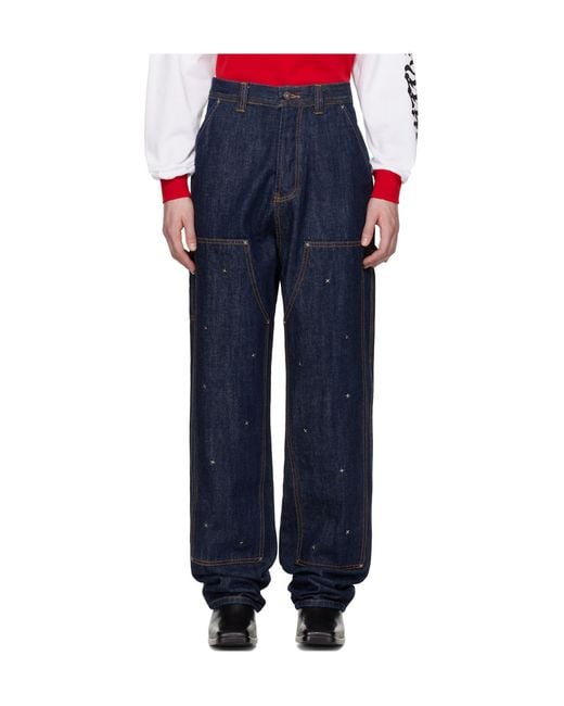 Kusikohc Blue High-Waisted Straight-Leg Jeans for men