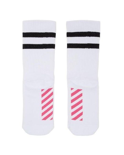 Off-White c/o Virgil Abloh White Striped Logo Socks for men