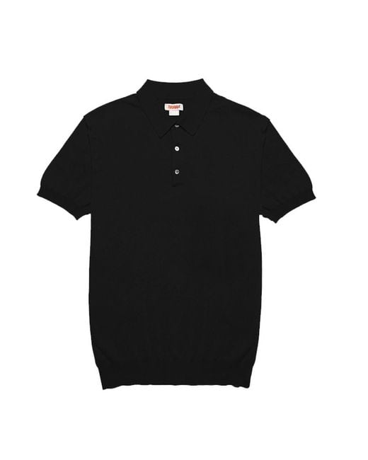 Baracuta Black Fine Knit Short Sleeve Polo Shirt for men