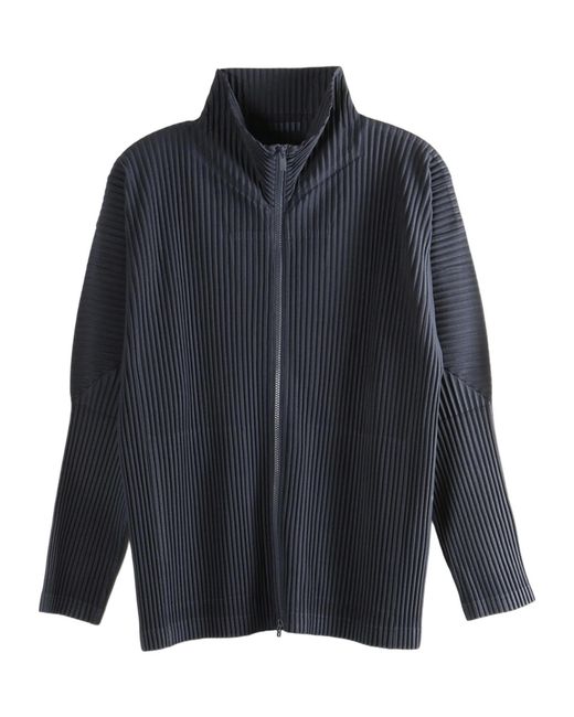 Homme Plissé Issey Miyake Blue Homme Plissé Issey Miyake Pleated Basics Zip-Up Cardigan for men