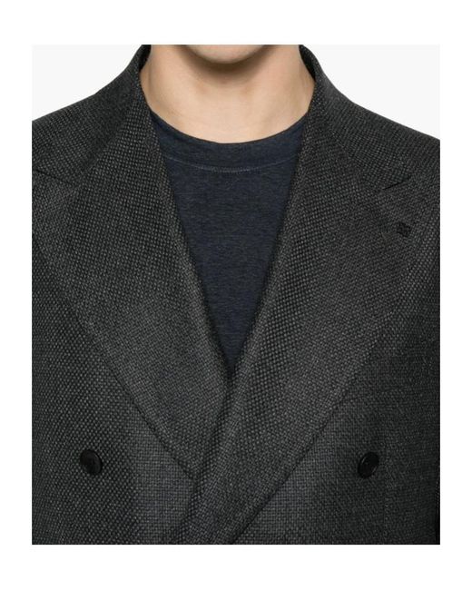 Tagliatore Black Double-Breasted Suit Jacket for men