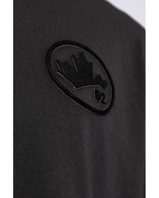 DSquared² Black Logo Patch Crewneck T-Shirt for men