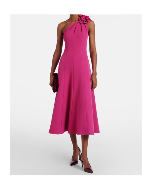 Roland Mouret Pink Floral-Appliqué One-Shoulder Cocktail Dress