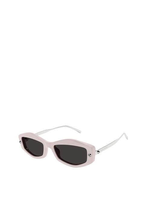 McQueen White Eyewear Rectangular Frame Sunglasses