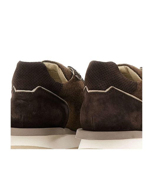 Eleventy Brown Perforated Heel Low-Top Sneakers for men