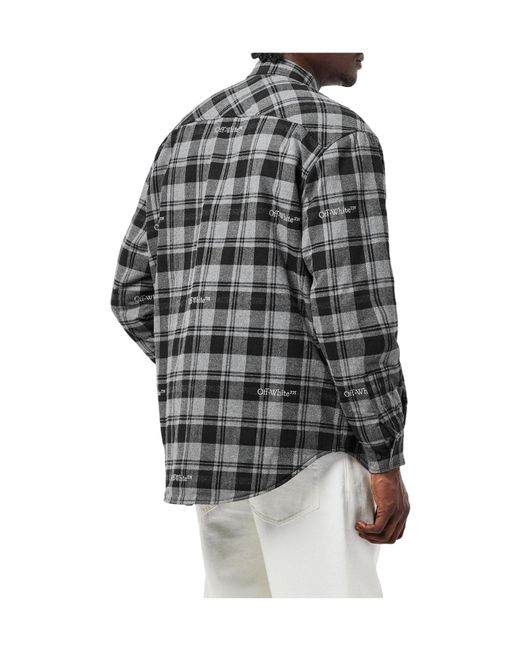 Off-White c/o Virgil Abloh Gray Check Overshirt Sn99 for men