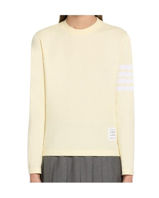 Thom Browne Natural Round Neck Long-Sleeved T-Shirt