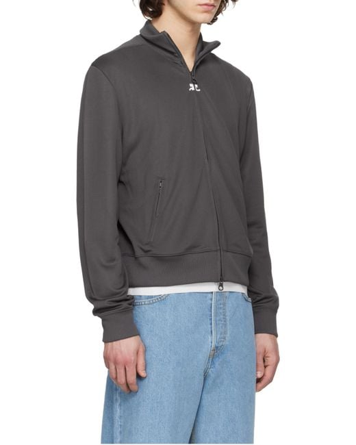 Courreges Gray Zip-Up Logo Jacket for men