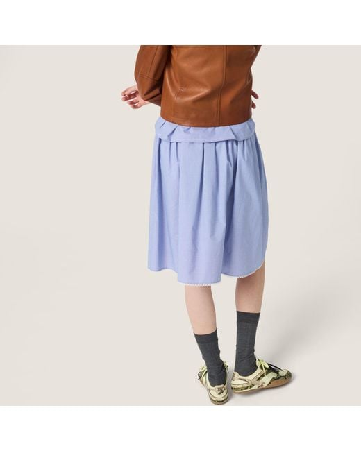 Miu Miu Blue Logo-Patch Midi Skirt