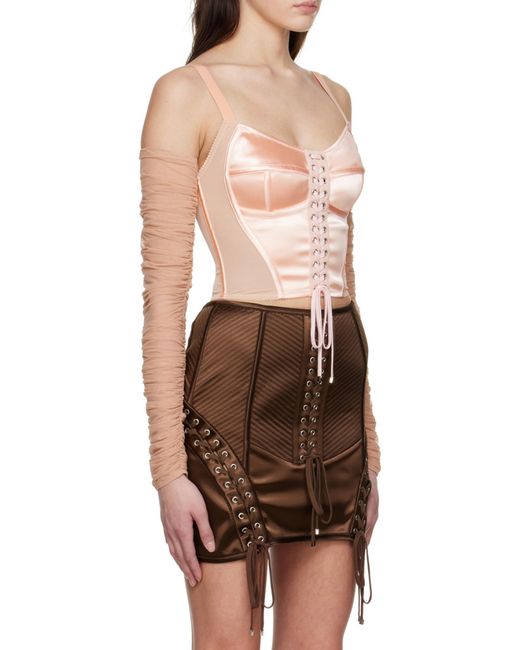 Dolce & Gabbana Pink Lace-Up Bodice Bra