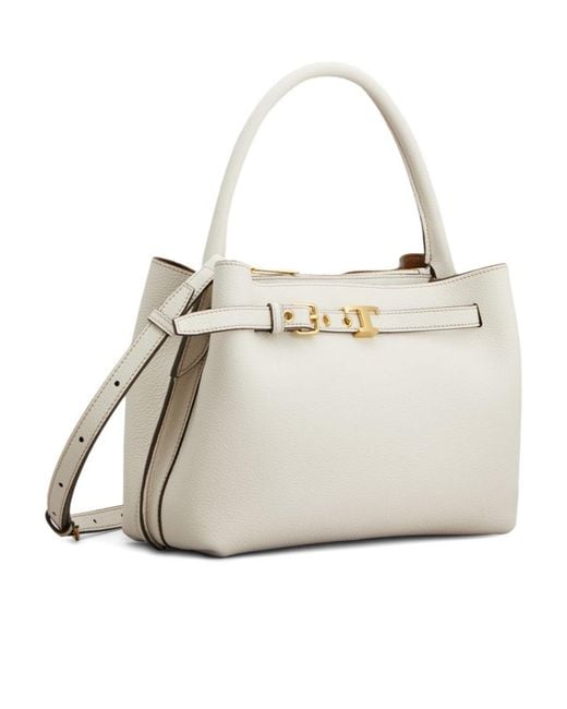 Tod's White T-Plaque Belt Detail Tote Bag