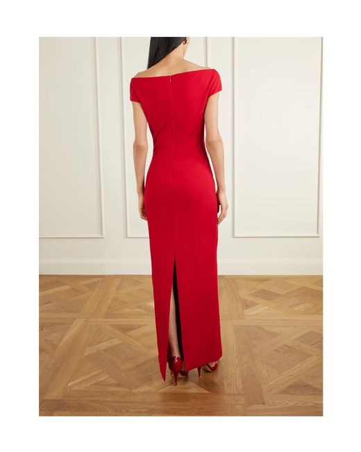 Solace London Red Off-The-Shoulder Crepe Gown