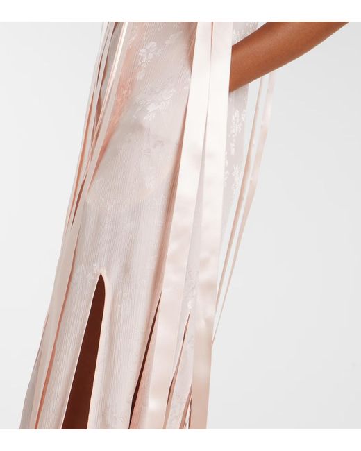 Simone Rocha Pink Bow-Detail Floral Jacquard Maxi Dress