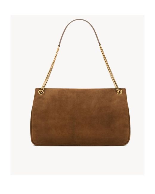 Saint Laurent Brown Calypso Logo Plaque Large Shoulder Bag