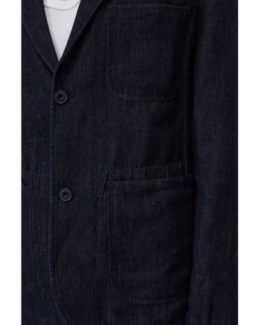 Closed Blue Notch-Lapel Patch-Pocket Denim Jacket