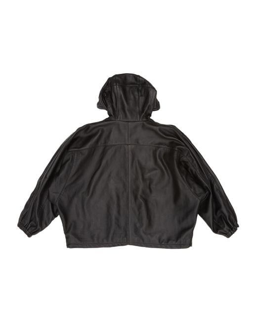 Rohe Black Hooded Leather Jacket