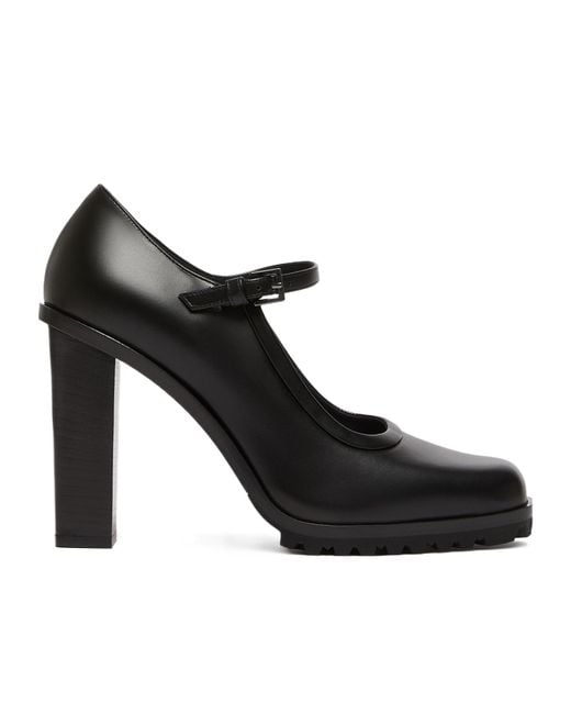 Max Mara Black Mary Buckle-Strap Block Heel Pumps