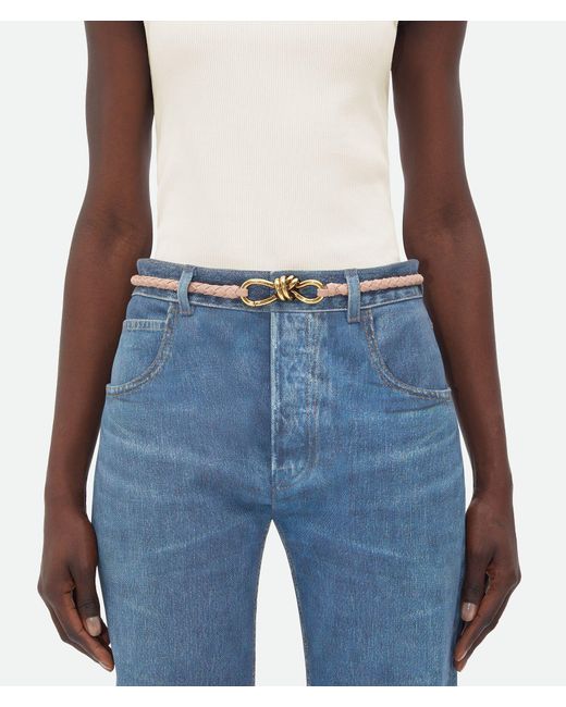 Bottega Veneta White Andiamo Braided Belt