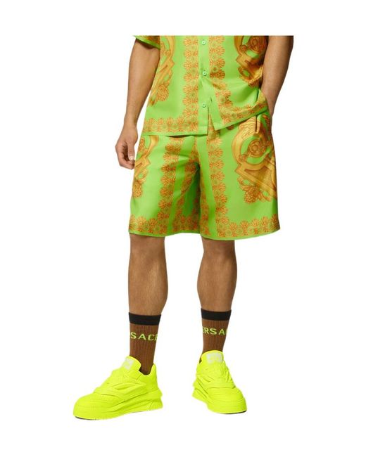 Versace Green Barocco 660 Knee-Length Shorts for men