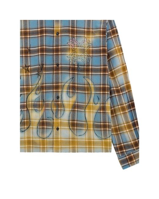 Amiri Green Ma Quad Bleached Flannel Shirt for men