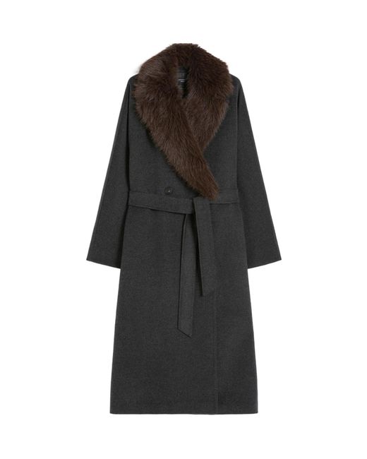 Weekend by Maxmara Black Cacio Dressing Gown Coat