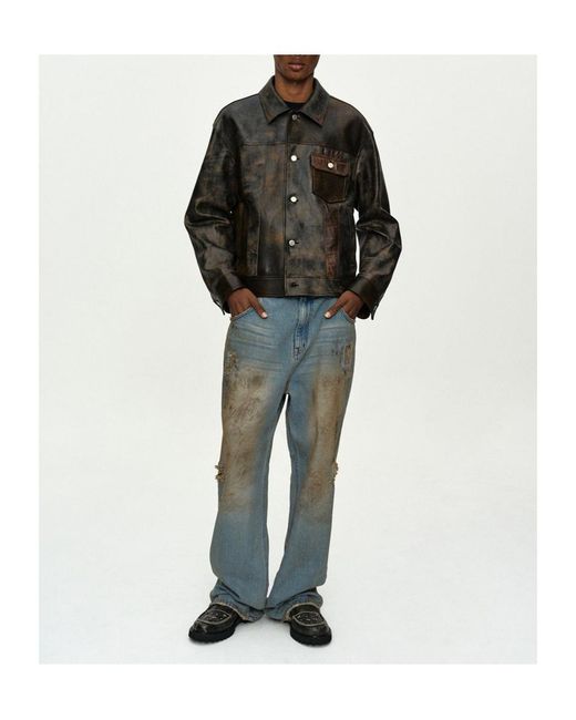 ANDERSSON BELL Blue Ripped Wide-Leg Jeans for men