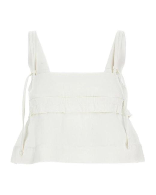 Sacai White Sleeveless Denim Overalls