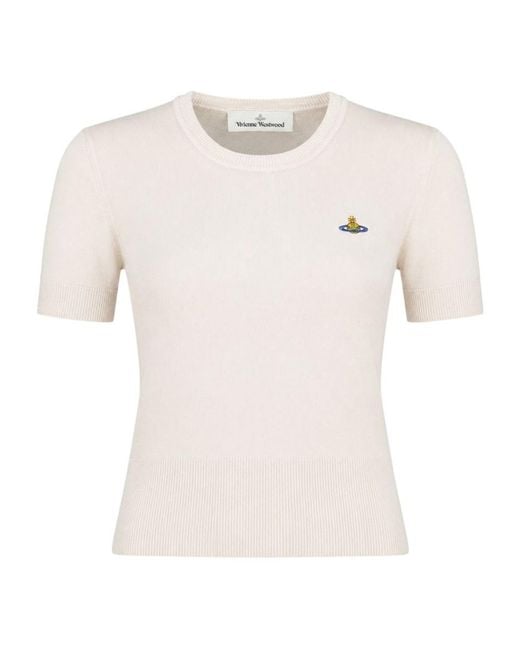 Vivienne Westwood White Bea Logo Knitted Top