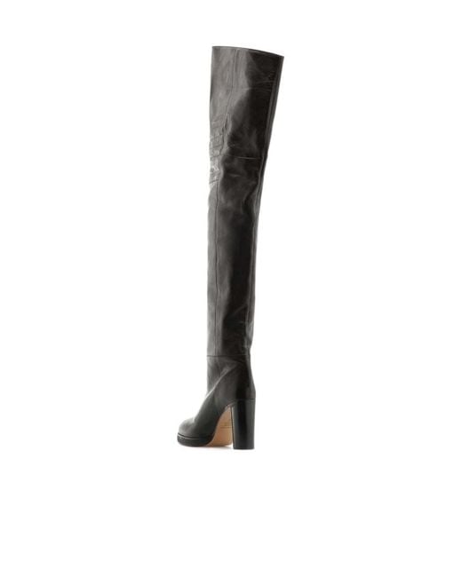 Isabel Marant Black Laelle Leather Over-The-Knee Boots