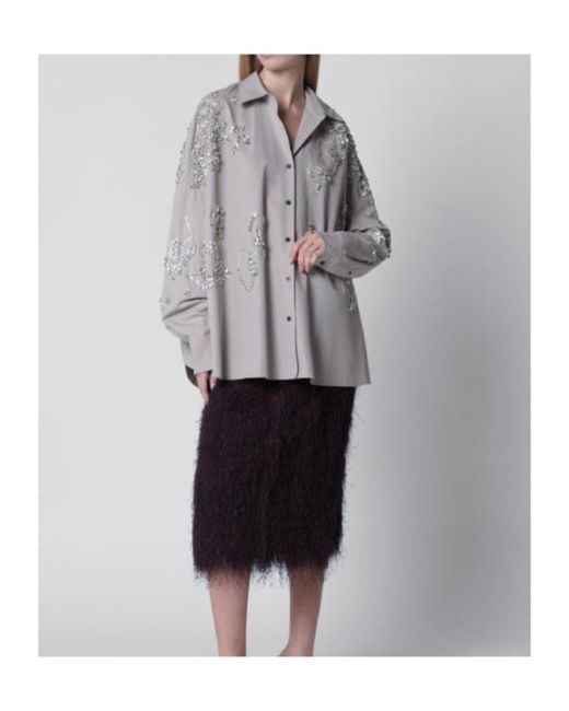 Dries Van Noten Gray Long-Sleeved Shirt