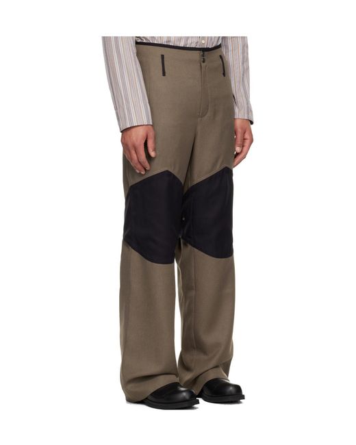 Kiko Kostadinov Brown Contrast Panel Pants for men