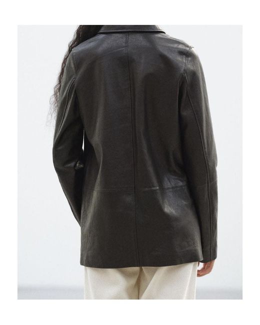 Auralee Black Textured Leather Blouson