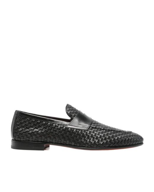 Santoni Black Gwendal Loafers for men