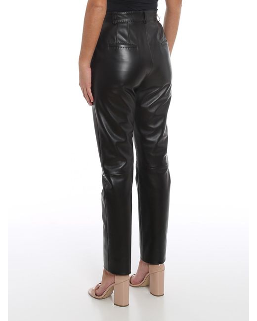 Dolce & Gabbana Black High Waisted Leather Trousers