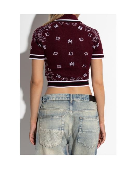 Amiri Red Patterned Polo, '