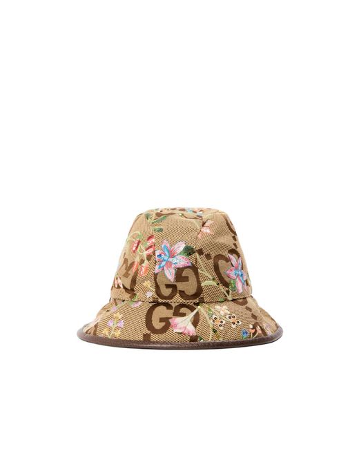 Gucci Natural Embroidered Fisherman's Hat