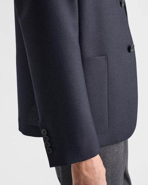 Prada Blue Single-Breasted Wool And Mohair Jacket for men