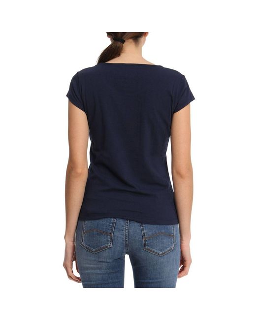 EA7 Blue T-Shirt With Round Neck And Short Sleeves
