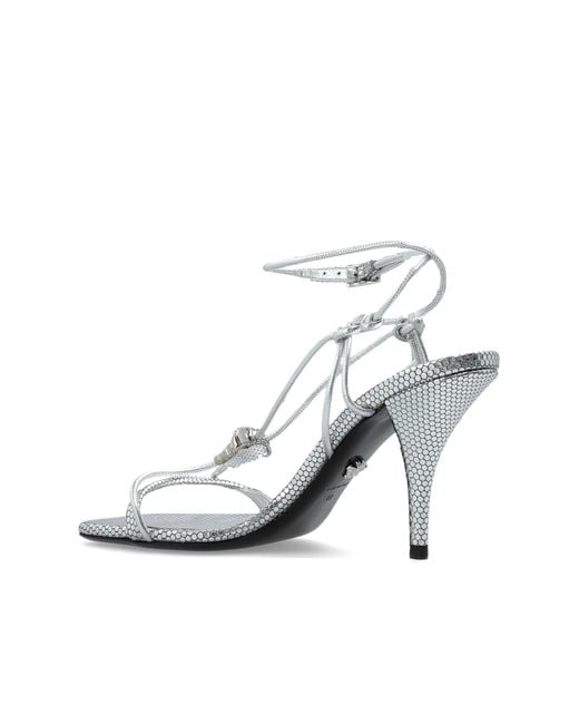 Versace White Square-Toe Heeled Sandals