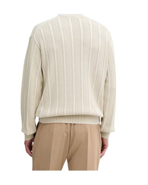 Boss Natural Ribbed Crew-Neck Sweater for men