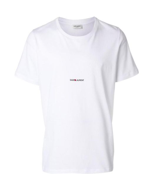 Saint Laurent Gray Logo Printed Crewneck T-Shirt for men