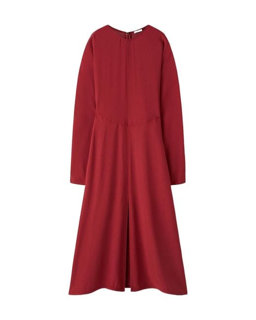 Joseph Red Long-Sleeve Midi Dress