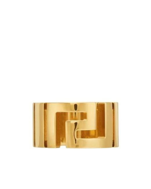 Versace Metallic Greek Pattern Ring