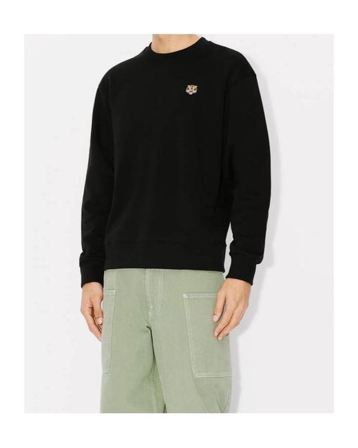 KENZO Black Lucky Tiger Embroidered Crewneck Sweatshirt for men